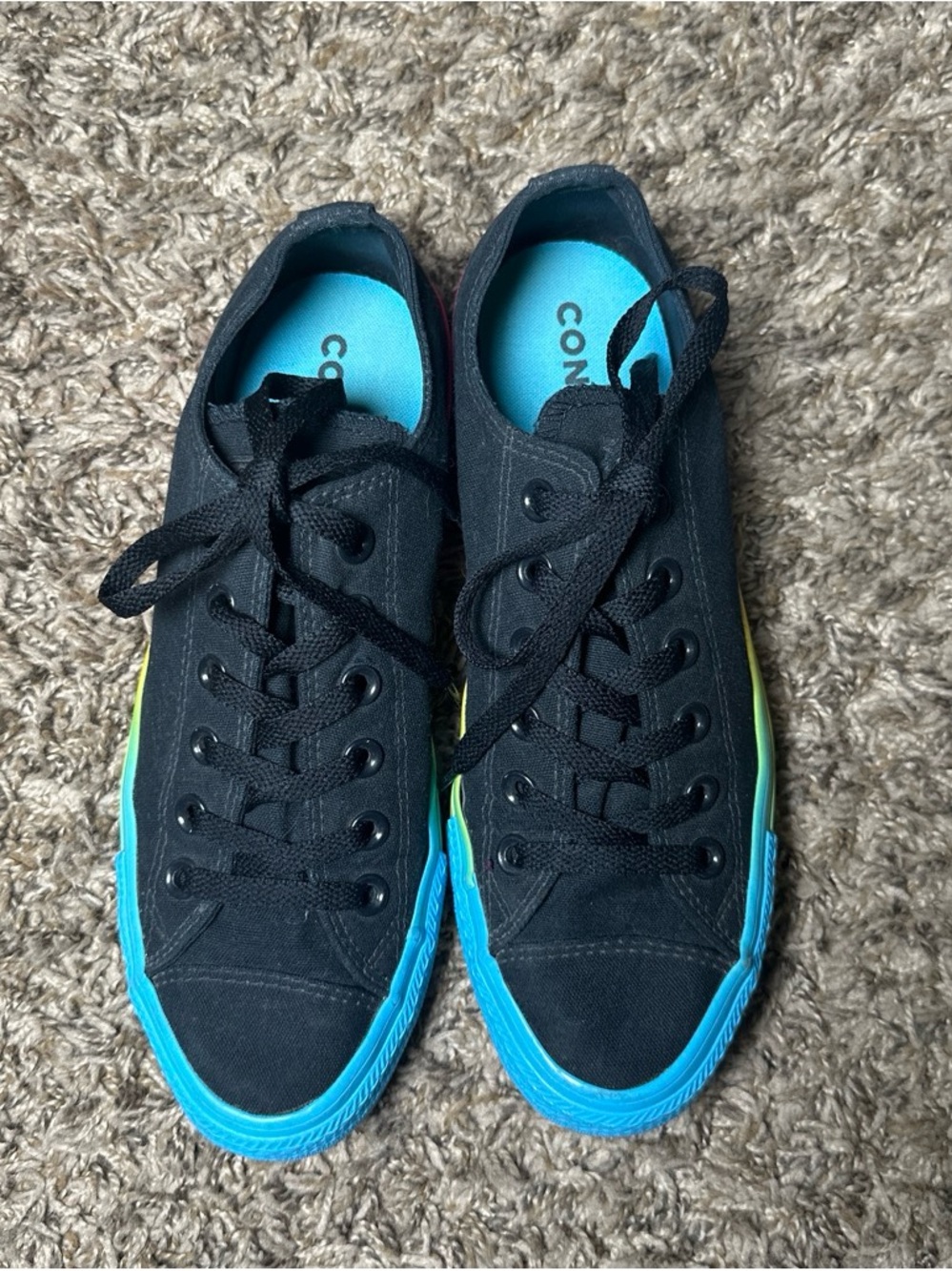 Converse Chuck Taylor All Star Rainbow Sole Black Canvas Sneakers Women’s 8
